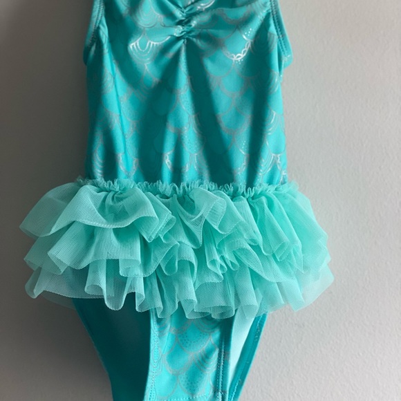 3T cat & Jack mermaid print ruffle one piece swimsuit - Picture 2 of 5